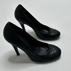 Tory Burch Doble Vida All Leather‎ Black Heels Pumps Size 9M Made in Brazil